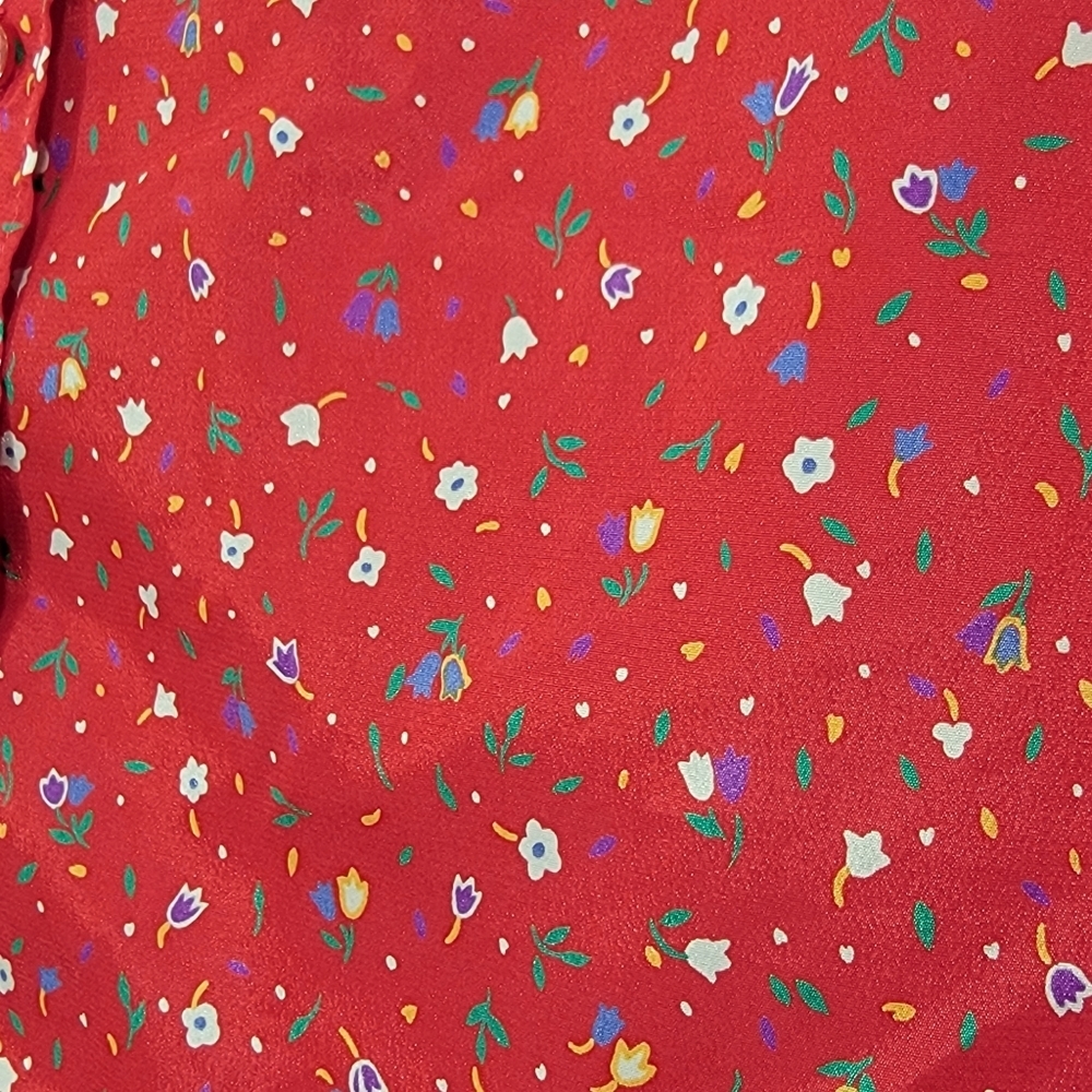 The Villager VTG Red Mini Floral Print Button Down Long Sleeve Women's Size 16 - Picture 8 of 12